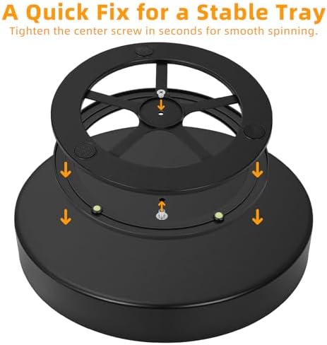 Metal Lazy Susan Organizer, 12 Inch Anti-Rust Turntable for Cabinet, Kitchen, Dining Table, Bathroom – Rotating Spice Rack, Spinner Storage, Round Carousel Organizer for Countertop Black - Image 7