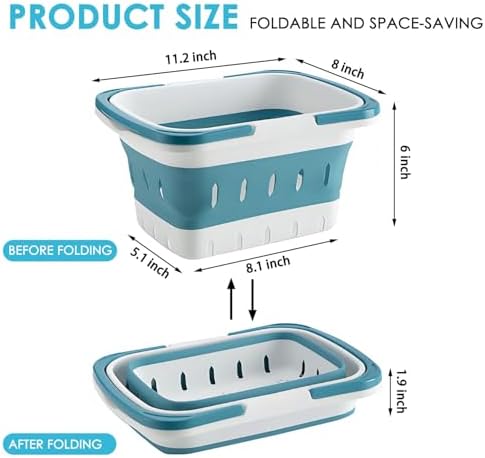 Fammart Portable Shower Caddy Tote – Collapsible Plastic Basket with Handles, Foldable Storage Organizer for Bathroom, Kitchen, College Dorm, Gym, Travel & Camping, Blue - Image 4