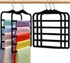 Closet Organizers and Storage, 5 Pack Velvet Pants-Hangers-Space-Saving | Non Silp 5 Tier Scarf Jeans Organizer, Dorm Room Essentials for College Students Girls Boys Guys, Home Storage by SHUKEEKA