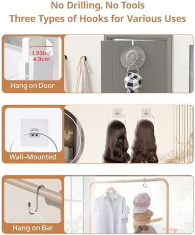 LINFIDITE 10 Pack Hat Rack Hanger Holder Organizer Closet Hanging Baseball Cap Display Storage Rack for Scarves Handbags Towels Clothes Ties Over Door Wall Mounted w Hanging Hook White - Image 4
