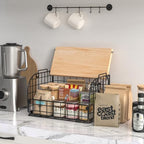 2 Set Stackable Wire Basket with Openable Top, Kitchen Counter, Pantry Organizer and Storage Produce Onion Potato Fruits Vegs Bread Food Snack Spice Organizing Bin for Cabinet Shelf Countertop Floor - Image 4
