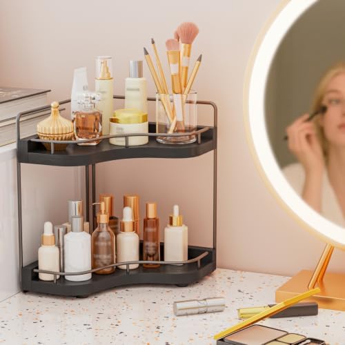 2-Tier Corner Bathroom Counter Organizer, Larger Size - Image 2