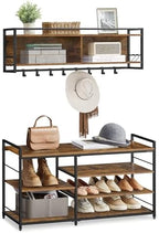 VASAGLE Hall Tree with Shoe Bench, 12 Metal Hooks, 4-Tier Shoe Rack by Unknown