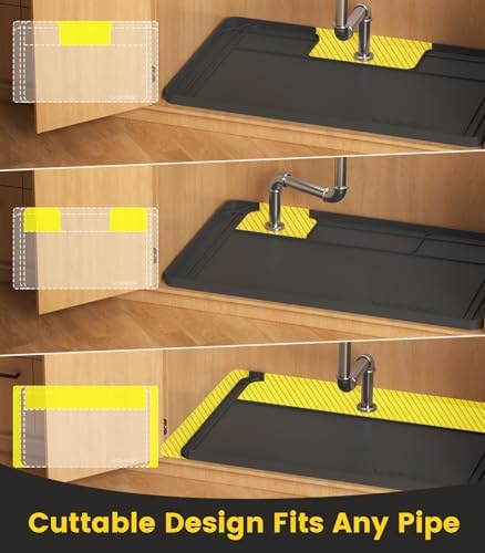 Under Sink Mats for Kitchen Waterproof 34"x22",Black - Image 3