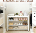 KANAV 4-Tier Expandable Shoe Rack, Heavy Duty Adjustable Metal Shoe Organizer for Closet, Entryway & Mudroom, Freestanding, Tool-Free Assembly, White - Image 6