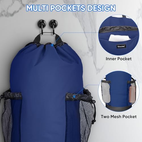 BALEINE 2PK 120L Laundry Bag Backpack, 900D Oxford Fabric Large Travel Laundry Bags with Shoulder Straps and 2 Mesh Pockets for College Dorm, Apartment, Laundromat (Navy, 120L) - Image 4