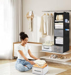 5-Layer Suspended Fabric Shelf Organizer, Equipped with 2 Sturdy Hooks, 2 Separate Drawers, and Foldable Hanging Storage (Black) - Image 2