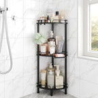 ELYKEN Corner Shower Caddy Standing, 3 Tier Metal Shower Organizer, Black by ELYKEN