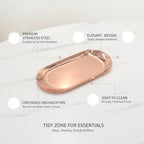 Oval Serving Tray, Stainless Steel Catchall for Keys Jewelry Snacks, Decorative Organizer for Vanity Entryway (1 PC) - Image 5