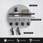 Nekon Key Holder for Wall, 9.8 Inch Round Wall Decor, Gray - Image 2