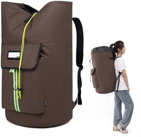laundry bag backpack,extra-large heavy duty laundry bags,laundry backpack for college students,drawstring closure (Brown) by SUOVOCK