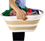 SAMMART 40L (10.5 gallon) Collapsible Plastic Laundry Hamper - Foldable Pop Up Storage Container/Organizer - Portable Washing Tub - Space Saving Basket (1, White/Beige) - Image 5