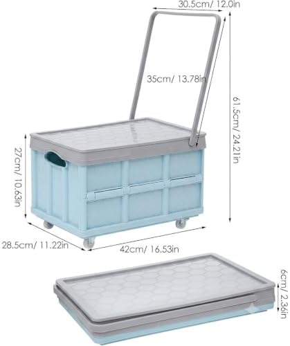 Collapsible Storage Bins with Lids, Folding Plastic Stackable Utility Crates 30L, Plastic Tote Storage Box Container Stackable Folding Utility Crates for Clothes Books Snack Shoe and Grocery Storage - Image 2