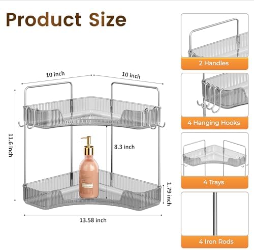 Corner Counter Organizer, 2-Tier Bathroom & Kitchen Storage Tray - Image 2