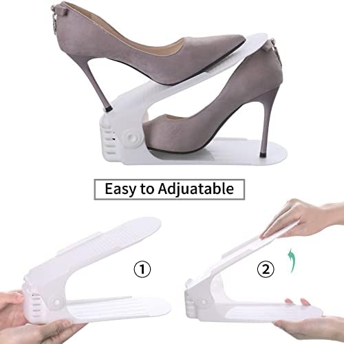 Antigo Shoes Slots Organizer for Closet, Adjustable Shoe Rack Organizador De Zapatos for Closet Organization, Shoe Storage Shoe Holder Space Saver for Entryway(12 Pack)(White) - Image 5