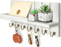 Rebee Vision Key Holder Wall Mount with 7 Hooks for Entryway, Whitewash by REBEEVISION
