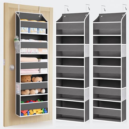 ULG Over the Door Organizer 2-Pack Door Hanging Organizer Closet Door Organizers and Storage for Clothes, Shoes, Toys Grey by ULG