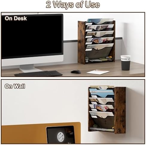 Wall File Organizer,6 Tier Mesh Mail Organizer Wall Mounted,Hanging File Holder,Magazine Rack for Documents,Magazine,Literature,File,Mails,Envelopes - Image 4
