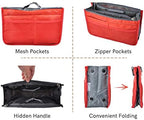 Vercord Purse Organizer Insert for Handbags Bag Organizers Inside Tote Pocketbook Women Nurse Nylon 13 Pockets Red Small - Image 4