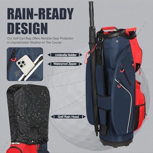 15 Way Golf Cart Bag with Organizer Top, Golf Club Cart Bag for Men - Image 7