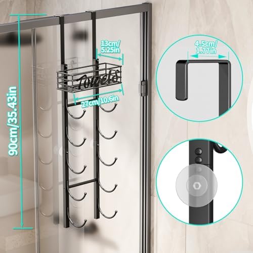 HapiRm Towel Racks for Bathroom Storage - 6 Tier Over The Door & Wall Mount Rolled Towel Storage Organizer Holder with Metal Shelf Basket for Small Bathroom, Camper, Rv - Black, Patented - Image 6