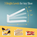 12x Shoe Slot Organizers, Space Saving Shoe Stackers for Closet, Adjustable 3 Levels Shoe Space Saver, Anti-Slip, Foldable & Compact Shoe Organizer, 12 Shoe Deodorizer Pills Included, White - Image 4