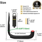 6 Pack 7-Inch Wall Mount Garage Storage Hooks for Ladder & Tools - Image 2