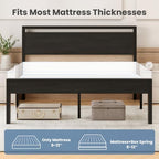 Sweetcrispy 14 Inch Queen Size Metal Bed Frame with Wood Headboard, Black - Image 6