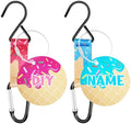 Ice Cream Drip Baseball Softball Dugout Organizer Bag Fence Hook Helmet Glove Hanger with Name Tag Sports Team Gifts Gear for Boys Girls Coach Mom Must Have Travel Accessory-2pcs by Eyourlife