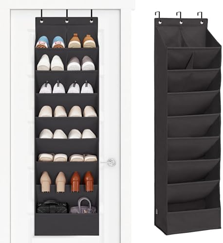 STORAGE MANIAC Over the Door Shoe Organizer Heavy-Duty Large Deep Pocket Hanging Shoe Organizer Shoe Rack Door Closet Shoe Organizer for Wall, Dorm & Narrow Door Storage Shoe Holder Black, 1 Pack by STORAGEMANIAC