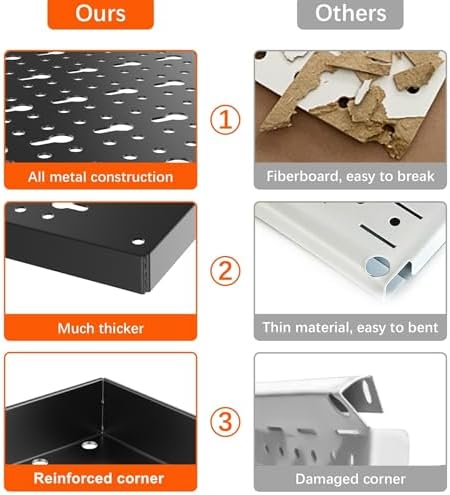 TORACK Metal Pegboard Wall Organizer 24x48 in, Tool Storage Pegboard, Black - Image 6