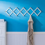 SKOLOO Accordion Wall Hanger with 16 Hooks, Modern Expandable Coat Rack Hat Rack for Wall, Solid Wooden, Black on White - Image 2