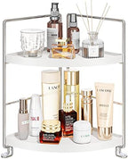 KINGNERWI 2-Tier Bathroom Counter Organizer, Vanity Corner Shelf, Silver by KINGBERWI