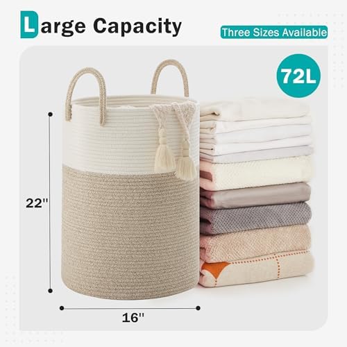 YOUDENOVA Cotton Laundry Hamper, 100L Storage Basket-Brown - Image 2