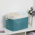 Bidtakay Foldable Storage Bins Set of 2 Tall Cloth Baskets 16" X 11.8" X 11.8" Decorative Organizers for Linen Closet (White & Teal) - Image 5
