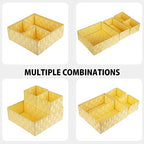 Posprica Woven Storage Baskets for Organizing, Small Black Baskets Cube Bin Container Tote Organizer Divider for Drawer, Closet, Shelf, Dresser, Set of 4(Yellow) - Image 2
