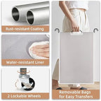STORAGE MANIAC Laundry Sorter 4 Section, 47.5 Gal (180 L) Laundry Hamper with Wheels, Clothes Divider Basket Sorter, Separator Hamper Cart with Removable Bags, Gray - Image 4
