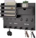 Nekon Key Holder Wall Mount with Drawer, 14.5" Mail Holder, Black by NekonDesign