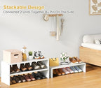 Cidaziya 2 Pack Expandable 1 Tier Shoe Rack for Shoe Cabinet, 1 Tier Stackable White Shoe Shelf Organizer for Closet, Sturdy Metal and Wood Structure, Hold 12-16 Pairs of Shoes - Image 6
