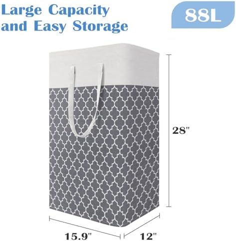 BlissTotes 3-Pack Laundry Basket, Laundry Hamper, Light Grey, 88L - Image 2