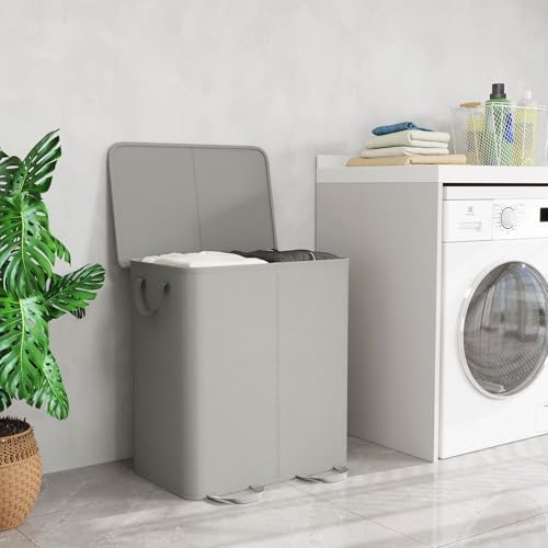 Lifewit Double Laundry Hamper with Lid, Removable Laundry Bags, Silver Gray - Image 6