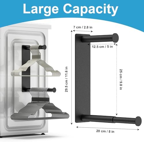 MFTEK Hanger Organizer Stacker, Magnetic Hanger Holder, Extendable Hanger Storage Rack for Washing Machine Closet Laundry Room Organization, Hanger Stand Rack for Adult Kids Velvet Hangers (Black) - Image 3