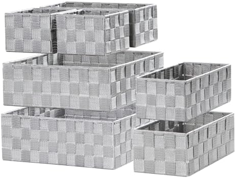 Posprica Small Baskets for Organizing(7 Set) Woven Storage for Shelves, Bathroom, Decorative Closet Organizer, Dresser Bins, Shelf by Posprica