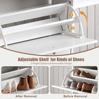 Nicetree Shoe Cabinet, 4 Flip Drawers Slim White Entryway Storage - Image 6