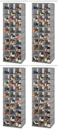 Whitmor 30 Sections Hanging Clothes Closet Shoe Organizer, Space Saving Breathable Fabric Shoe Storage for Bedroom, Laundry, Dorm, Crosshatch Gray 11.5" (L) x 16.5" (W) x 48" (H) (Pack of 4) by Whitmor