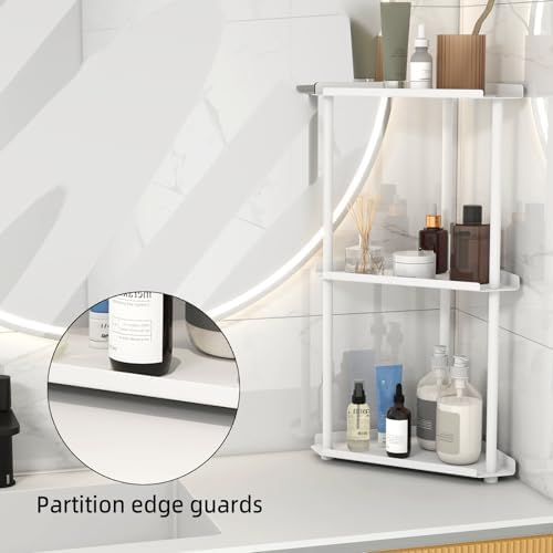 FLE Corner Bathroom Counter Organizer, Bathroom Organizer Countertop White - Image 3