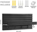 Lwenki Decorative Key Holder for Wall with Shelf, Entryway Shelf with Hooks Holds Leashes, Jackets and Glasses – Sturdy Wood Keyholder Entrance Hanger with Mounting Hardware (Black, Medium) - Image 2