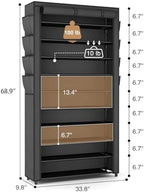 VTRIN Tall Shoe Rack with Cover, 10 Tier Shoe Organizer Storage for 50-55 Pairs Shoes and Boots Large Capacity Shoe Shelf with 8 Pockets Free Standing Shoe Rack for Closet, Entryway, Garage - Image 3