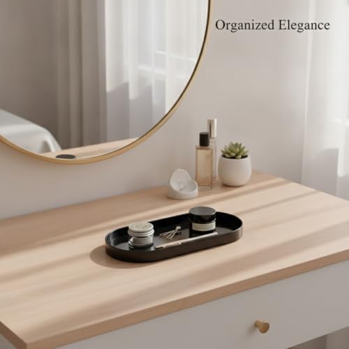 Oval Iron Decorative Tray, Black Metal Catchall for Entryway, Vanity, and Desk Organization - Image 3
