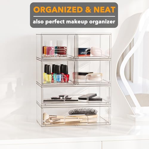 SpaceAid Bottle Storage Organizer Baby - Acrylic Bottles Station Organizer Container, Stackable Clear Drawers for Countertop, Vanity, Bathroom, Cabinet, Pantry Organization, 6 Pack, 4S2L, 15.6"H - Image 4